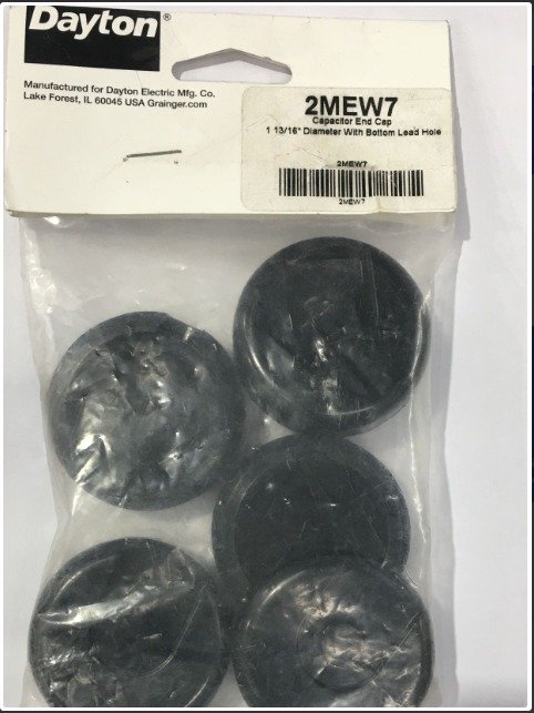 END CAP, CAPACITOR, BOTTOM LEAD HOLE,