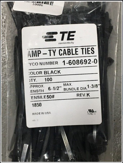 STRAP, TIEDOWN, NYLON, BLACK, 165 X 4.7MM