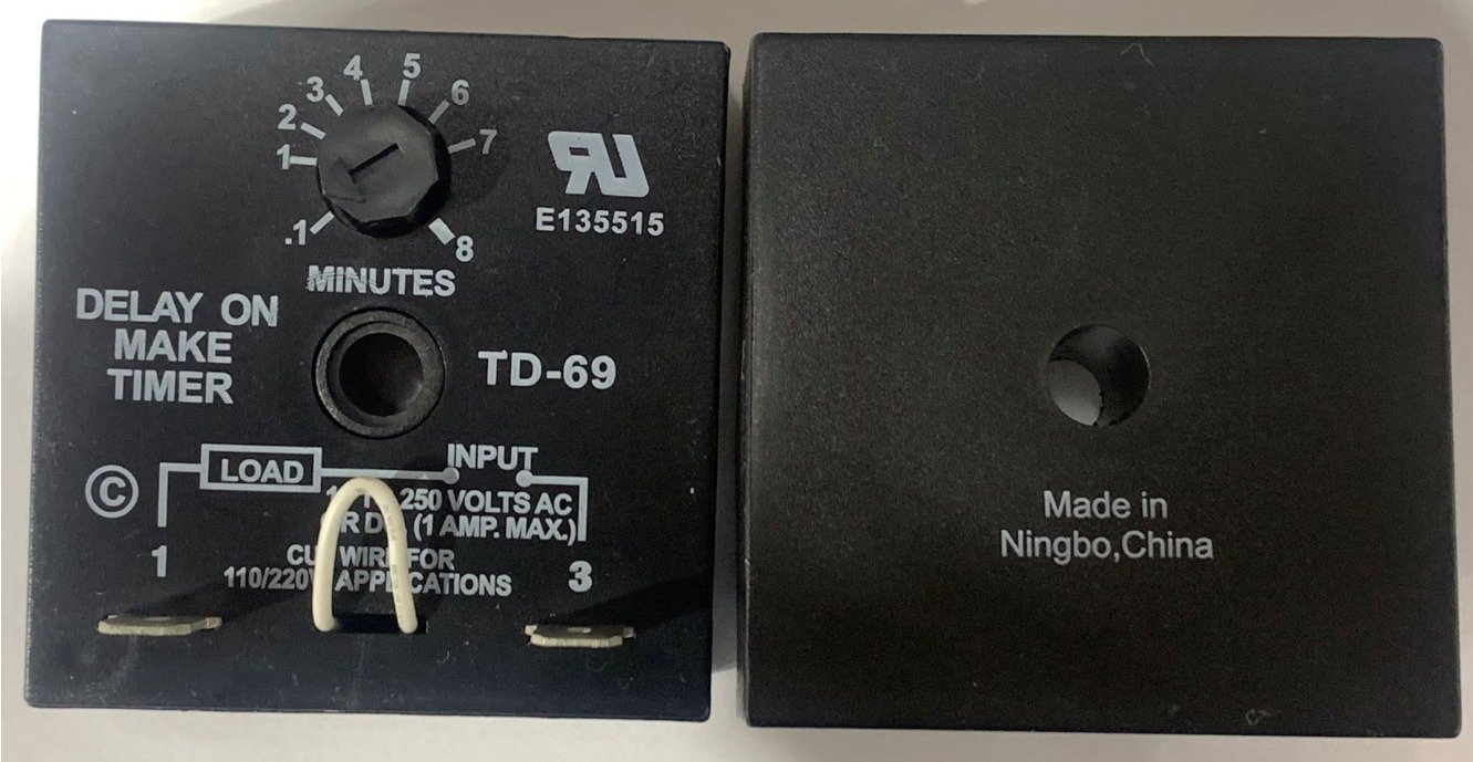 SWITCH, ELECTRONIC, TIMER DELAY, 2 X 2 X 3/4 INCHES