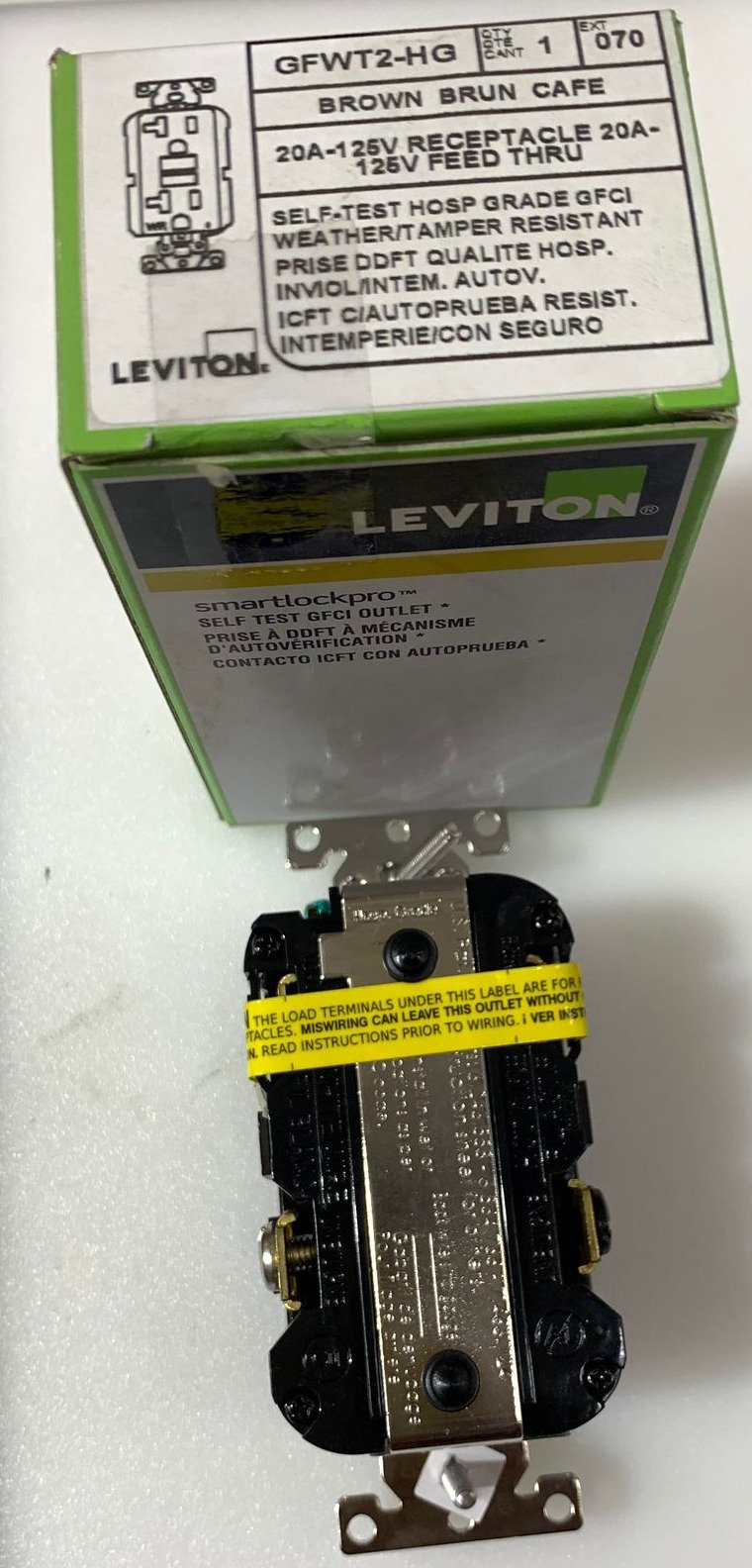 CONNECTOR, RECEPTACLE, ELECTRICAL, BROWN, 2-POLE, 125V, 20A