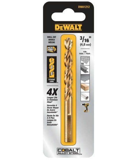 DRILL, TWIST, BIT, PILOT POINT, COBALT STEEL,