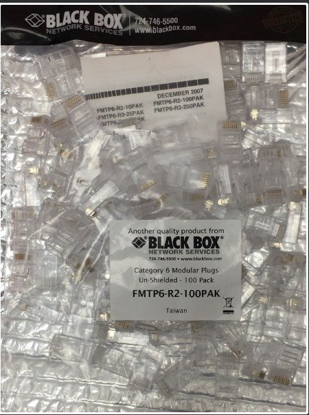 CONNECTOR, MODULAR PLUG, CAT6, RJ45, UNSHIELDED