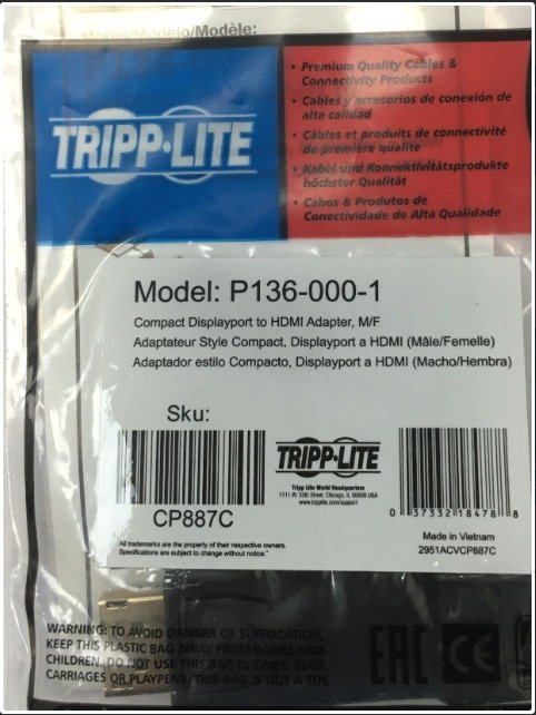 ADAPTER, DISPLAYPORT (MALE) TO HDMI CONVERTER (FEMALE),