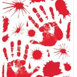 DECORATION, HANDPRINTS, BLOODY HUMAN, FLOOR GORE, PLASTIC, RED