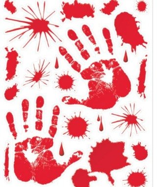 DECORATION, HANDPRINTS, BLOODY HUMAN, FLOOR GORE, PLASTIC, RED