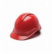 HELMET, SAFETY, FRONT BRIM, 4 POINT RATCHET, HDP, RED, MANUFACTURER: PYRAMEX SAFETY PRODUCTS LLC,