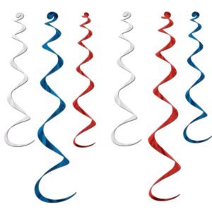 PATRIOTIC DECORATION, TWIRLY WHIRLYS, RED/WHITE/BLUE, 24 & 36 INCHES