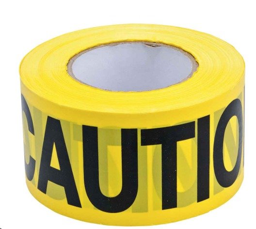 TAPE, FLAGGING, CAUTION OPEN TRENCH, POLYETHYLENE, BLACK ON YELLOW, 3 INCHES X 200 FEET
