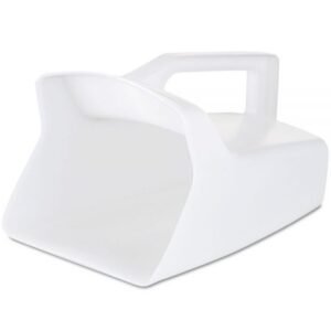 SCOOP, KITCHEN, UTILITY, FLAT BOTTOM, PLASTIC, WHITE, 64 OZ, 5-3/4 X 8 INCHES