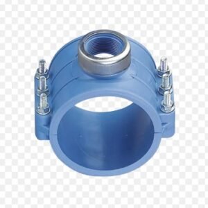 CLAMP, SADDLE, w/STEEL REINFORCING RING, POLYPROPYLENE, BLUE,
