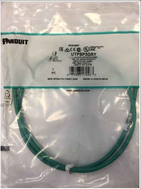 CABLE ASSEMBLY, PATCH, CAT6, U/UTP, 24 AWG, GREEN, 3 FEET