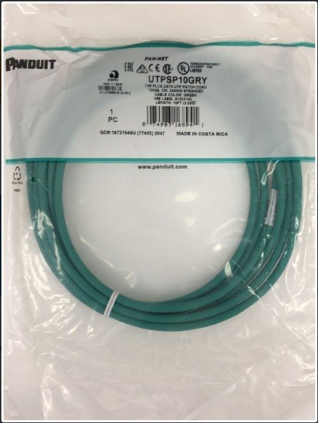 CABLE, PATCH, w/ MODULAR PLUG, CAT6, COPPER, GREEN, U/UTP, 24 AWG, 10 FEET