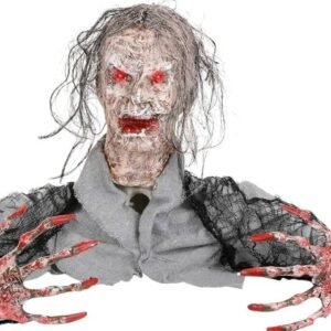 DECORATION SET, HALF BODY ZOMBIE, W/LIGHT UP RED EYES
