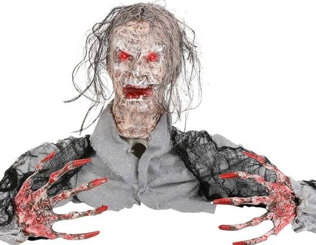 DECORATION SET, HALF BODY ZOMBIE, W/LIGHT UP RED EYES