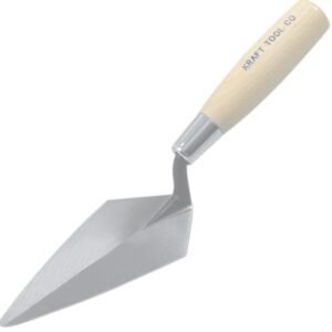 TROWEL, POINTED, W/ WOOD HANDLE, STEEL, 5 X 2.5 INCHES, MANUFACTURER: KRAFT TOOL,