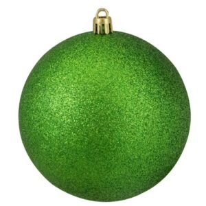 DECORATION, BALL ORNAMENTS, CHRISTMAS, 4 FINISH, PLASTIC/GLITTER, CHRISTMAS GREEN, 2.5 INCHES