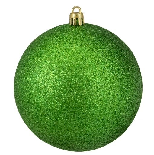 DECORATION, BALL ORNAMENTS, CHRISTMAS, 4 FINISH, PLASTIC/GLITTER, CHRISTMAS GREEN, 2.5 INCHES