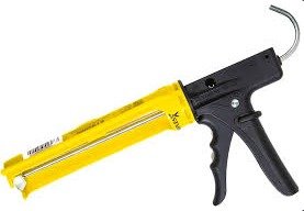 CAULKING GUN, RATCHET ROD, PLASTIC, YELLOW/BLACK