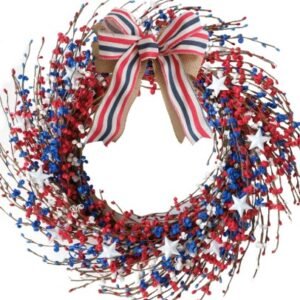 DECORATION, WREATH, PATRIOTIC DAY, DOOR MOUNT, GRAPEVINE/METAL