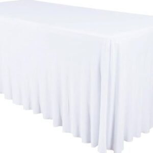 TABLECLOTH, (TABLE SKIRT), WAVY SKIRT-LIKE EFFECT, RECTANGLE, SPANDEX, WHITE,