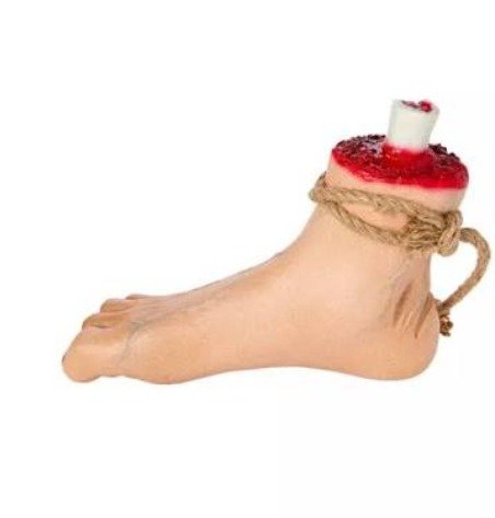 DECORATION, SEVERED FOOT, HALLOWEEN, HANGING, PLASTIC/LATEX