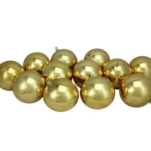 DECORATION SET, CHRISTMAS BALL, PLASTIC, GOLD, 12 PIECES