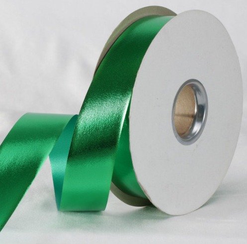 DECORATION, RIBBON, FABRIC, EMERALD GREEN, METALLIC, 110 YARDS