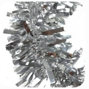 DECORATION, GARLAND, CHRISTMAS, WIDE CUT TINSEL, SILVER, 50 FEET, MANUFACTURER: CHRISTMAS CENTRAL,