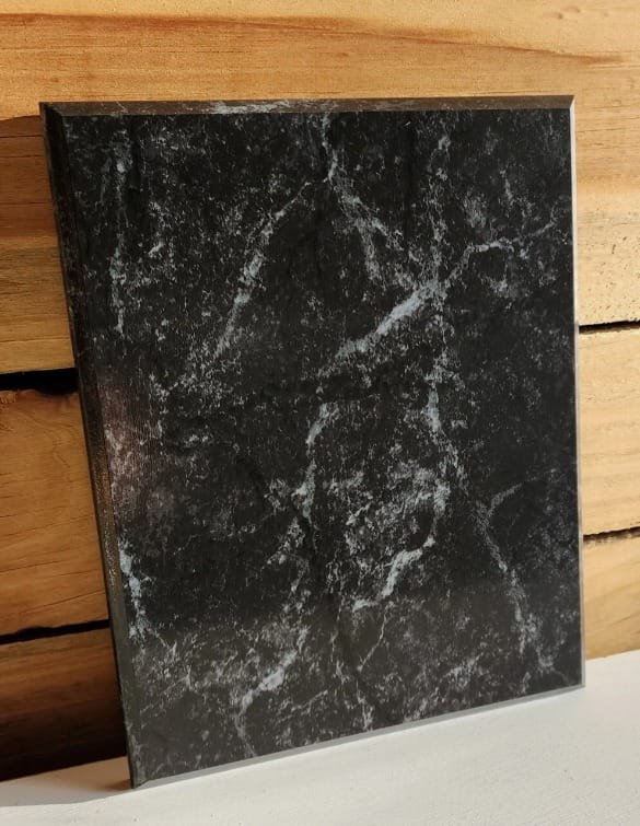 PLAQUE, AWARD, BLACK AND MARBLE, 11-1/2 X 14 INCHES