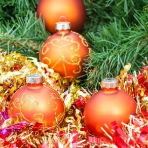 DECORATION, BALL, CHRISTMAS, SHATTERPROOF, PLASTIC, ORANGE
