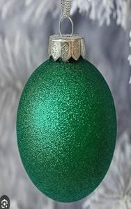 DECORATION SET, CHRISTMAS BALL, PLASTIC/GLITTER, GREEN