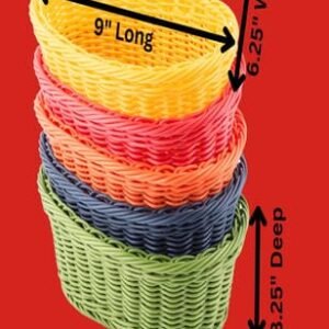 BASKET, RATTAN, OVAL, POLY CORD, ASSORTED, 9-1/4 X 6-1/4 X 3-1/4 IN
