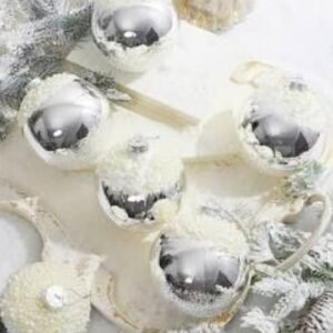 DECORATION SET, CHRISTMAS BALL, PLASTIC, SILVER,