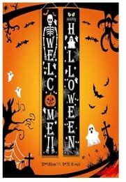 DECORATION, HALLOWEEN, PORCH BANNER, GHOST SKELETON, POLYESTER, BLACK,