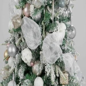 DECORATION, RIBBON, FABRIC, SILVER, METALLIC, 0.75 INCH X 110 YARDS