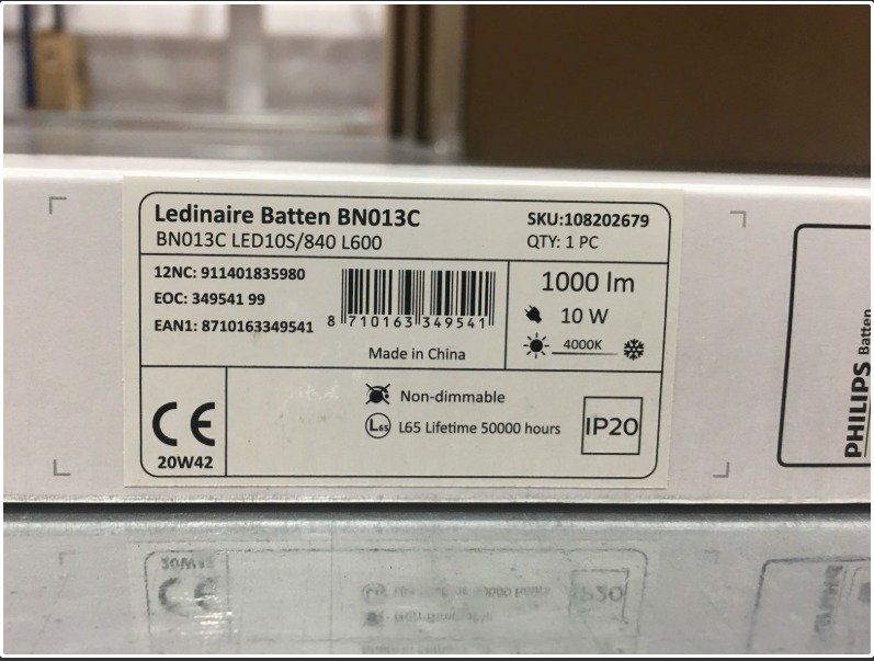 FIXTURE, LIGHTING, LED, NEUTRAL WHITE, 4000K, 230V, 10 W