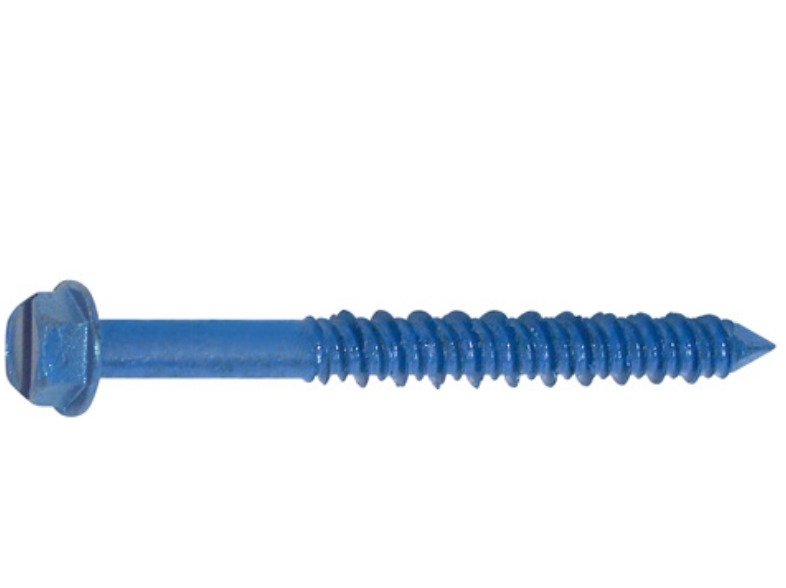 SCREW, CONCRETE/MASONRY, HEX HEAD, STEEL, BLUE CLIMASEAL 3/16 X1-3/4 INCHES