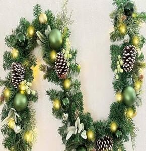 DECORATION, CHRISTMAS, GARLAND UNLIT, GREEN/GOLD/ PURPLE, VINYL