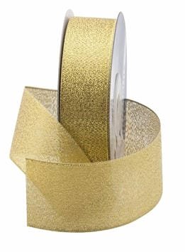 DECORATION, RIBBON, FABRIC, GOLD, METALLIC, 0.75 INCH X 110 YARDS