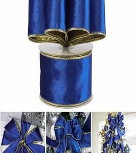 DECORATION, RIBBON, FABRIC, ROYAL BLUE, METALLIC,