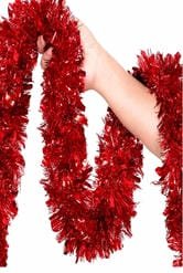 DECORATION, CHRISTMAS, GARLAND, UNLIT, TWIST, VINYL, RED,