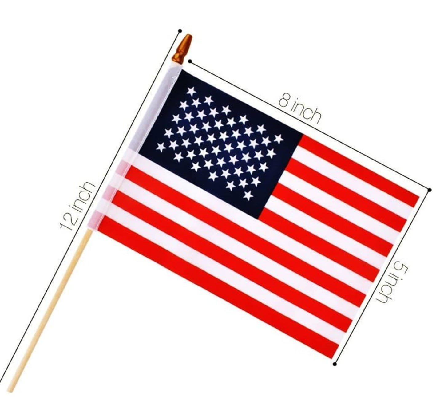 FLAG, NATIONAL, W/ STICK, POLYESTER, 5 X 8 INCHES