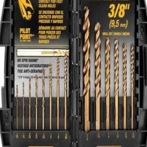 DRILL SET, TWIST, (BIT), PILOT POINT, STEEL, 14 PIECES