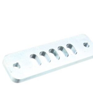 PLATE, SELECTOR, LEG EXTENSION, 5-HOLE, METAL, SILVER, 6.5 X 2 X 0.5 INCHES