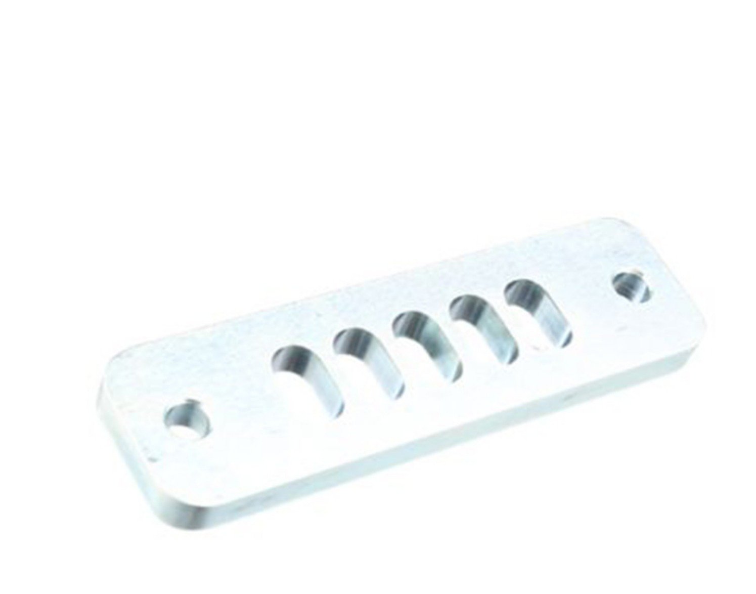 PLATE, SELECTOR, LEG EXTENSION, 5-HOLE, METAL, SILVER, 6.5 X 2 X 0.5 INCHES