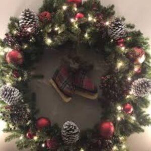DECORATION, WREATH, UNLIT, CHRISTMAS, PVC/PE/WOOD,