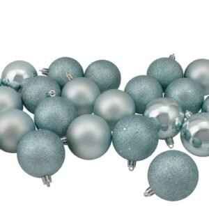 DECORATION, BALL, CHRISTMAS, PLASTIC/GLITTER, MERMAID BLUE, 2.5 INCHES