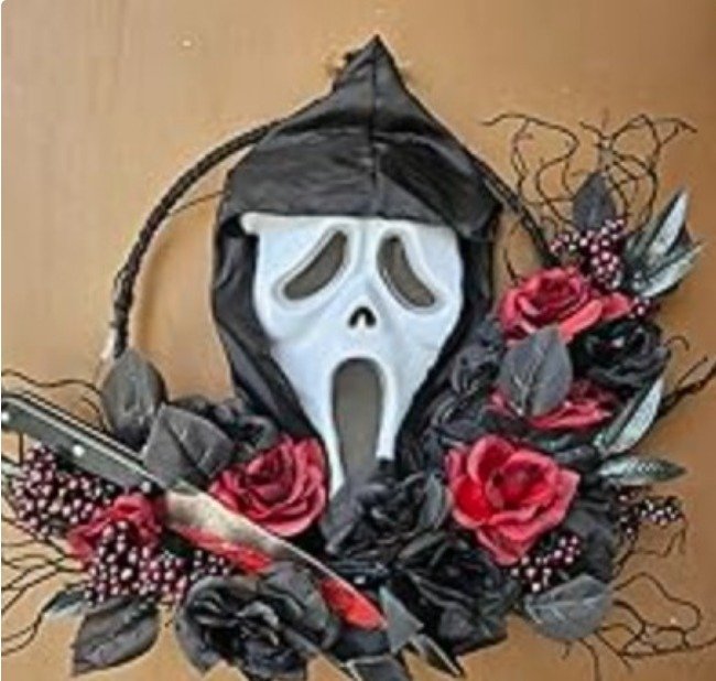 DECORATION, SLASHER WREATH, GHOST FACE, LIGHT-UP,