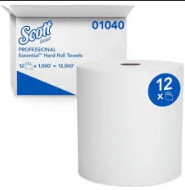 TOWEL, PAPER, WHITE, 8 INCHES, MANUFACTURER: KIMBERLY-CLARK, STEFCO INDUSTRIES INC., MODEL: KCC01040, 410100, HW-0800 B, HW-0800-W, BOX (CONTAINS 12 ROLLS) ; MANUFACTURER: KIMBERLY-CLARK,