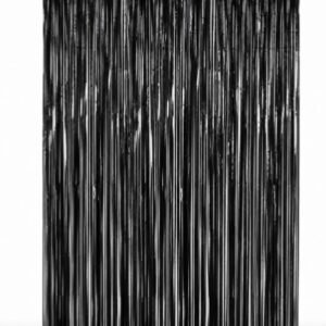 DECORATION, CURTAIN, DOORWAY, PARTY BACKDROP, METALLIC FOIL, BLACK, 8 X 3 FEET, Part #:CUR-PVC01-BLK-CASE, Manufacturer: TABLECLOTHS FACTORY,